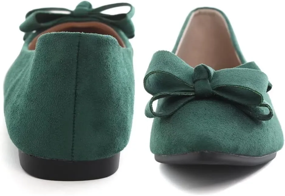 Stunner Womens Bowknot Flower Ballet Flats Pointed Toe Soft Dress Shoes