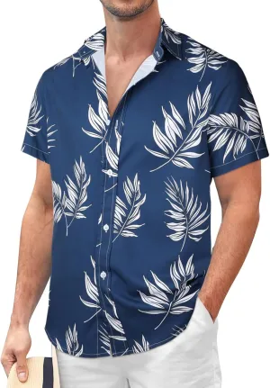 Sumolux Mens Hawaiian Floral Shirts Button Down Tropical Holiday Beach Shirts