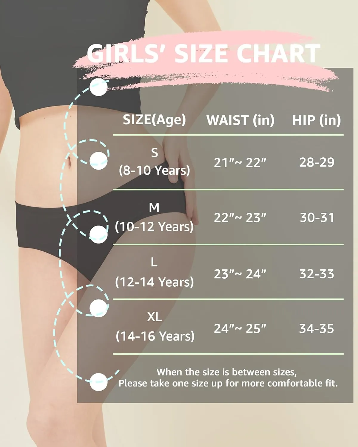 Teen Girls Underwear Cotton Brief Panties 6 pack