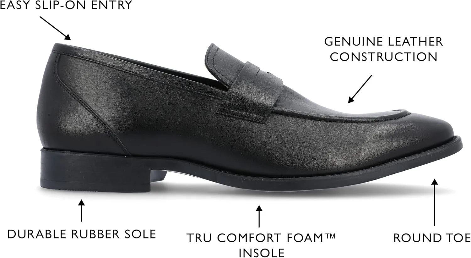 Thomas & Vine Men's Bishop Apron Toe Penny Loafer