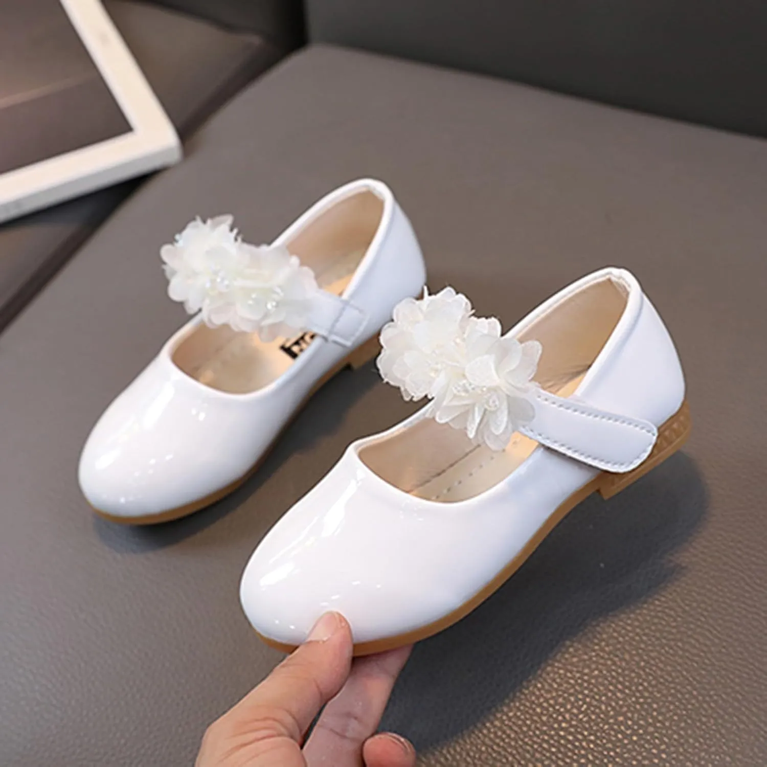 Toddler Girls Dress Shoes Cute Floral Strap Ballerina Flat Flower Girl Dance Party Princess Soft Sole Mary Jane Shoes