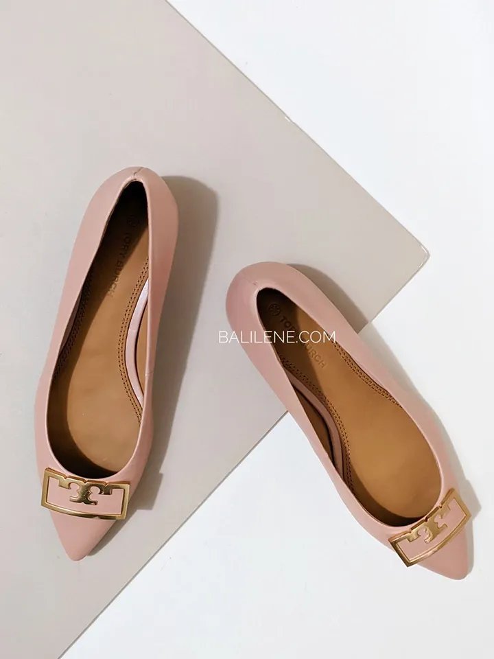 Tory Burch Gigi 20MM Point Toe Flat Calf Leather Pink Moon