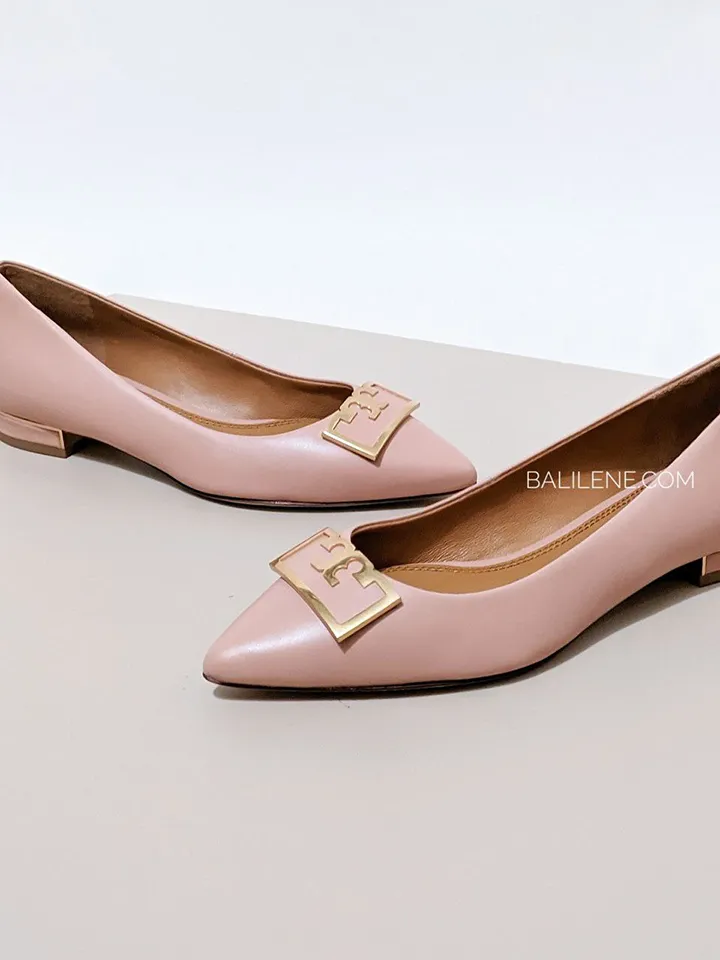 Tory Burch Gigi 20MM Point Toe Flat Calf Leather Pink Moon