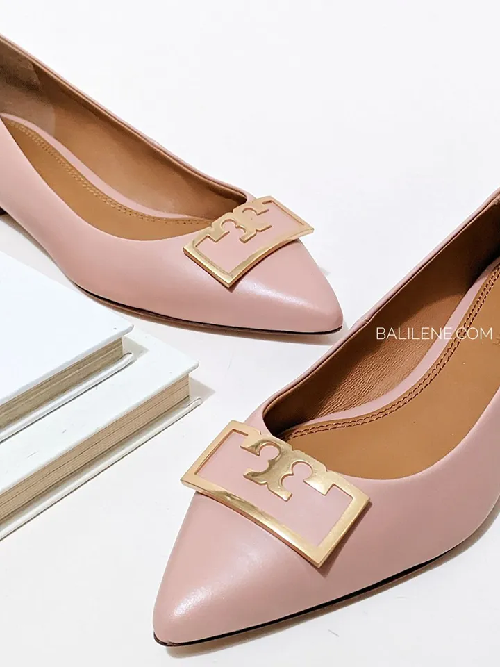 Tory Burch Gigi 20MM Point Toe Flat Calf Leather Pink Moon