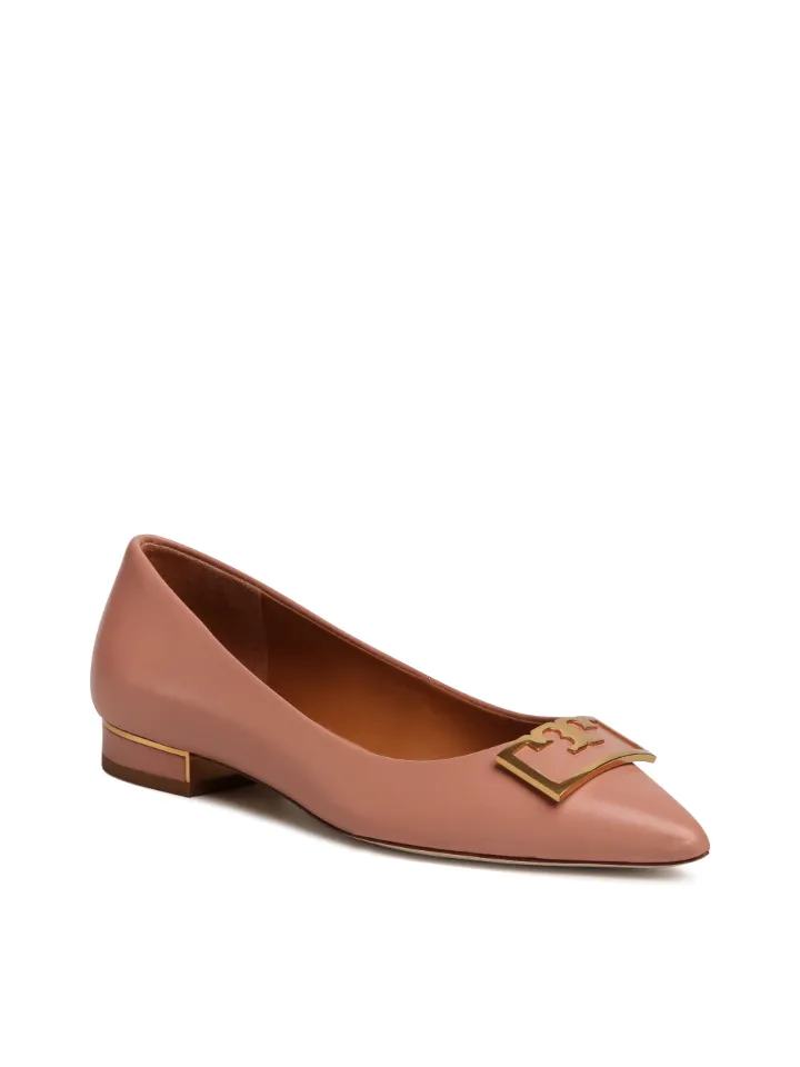 Tory Burch Gigi 20MM Point Toe Flat Calf Leather Pink Moon