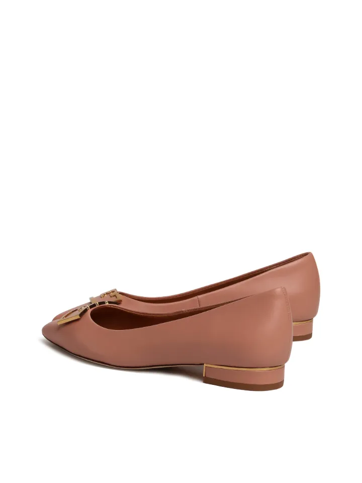 Tory Burch Gigi 20MM Point Toe Flat Calf Leather Pink Moon