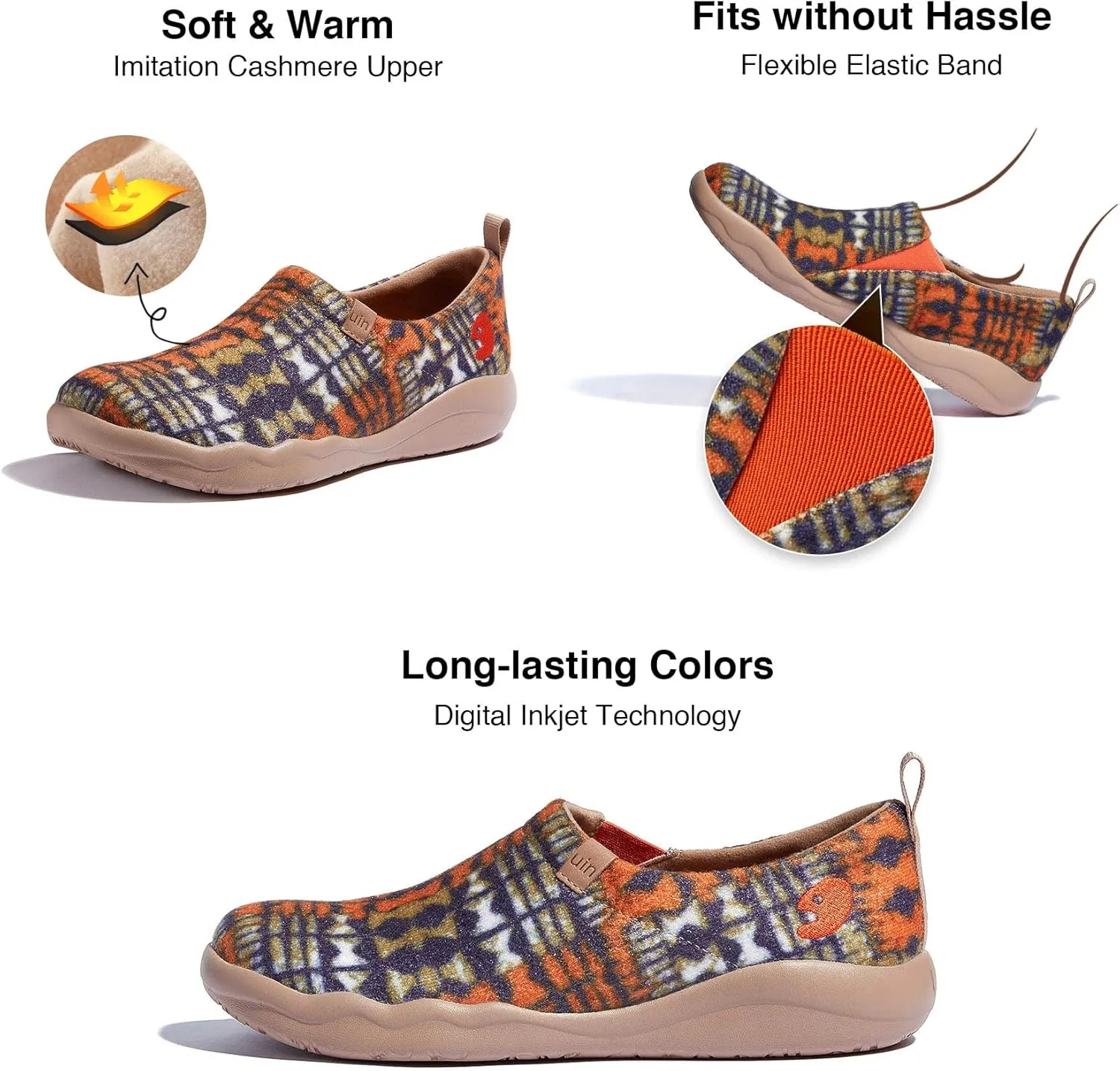 UIN Men's Art Travel Walking Shoes Slip On Casual Lightweight Wide Toe Chunky Fashion Sneaker Toledo Ⅱ