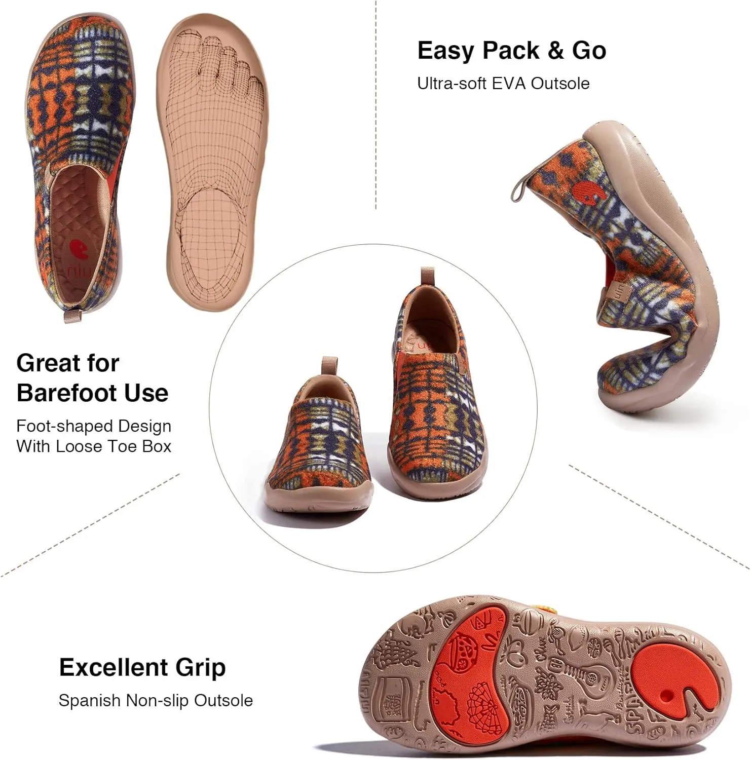 UIN Men's Art Travel Walking Shoes Slip On Casual Lightweight Wide Toe Chunky Fashion Sneaker Toledo Ⅱ