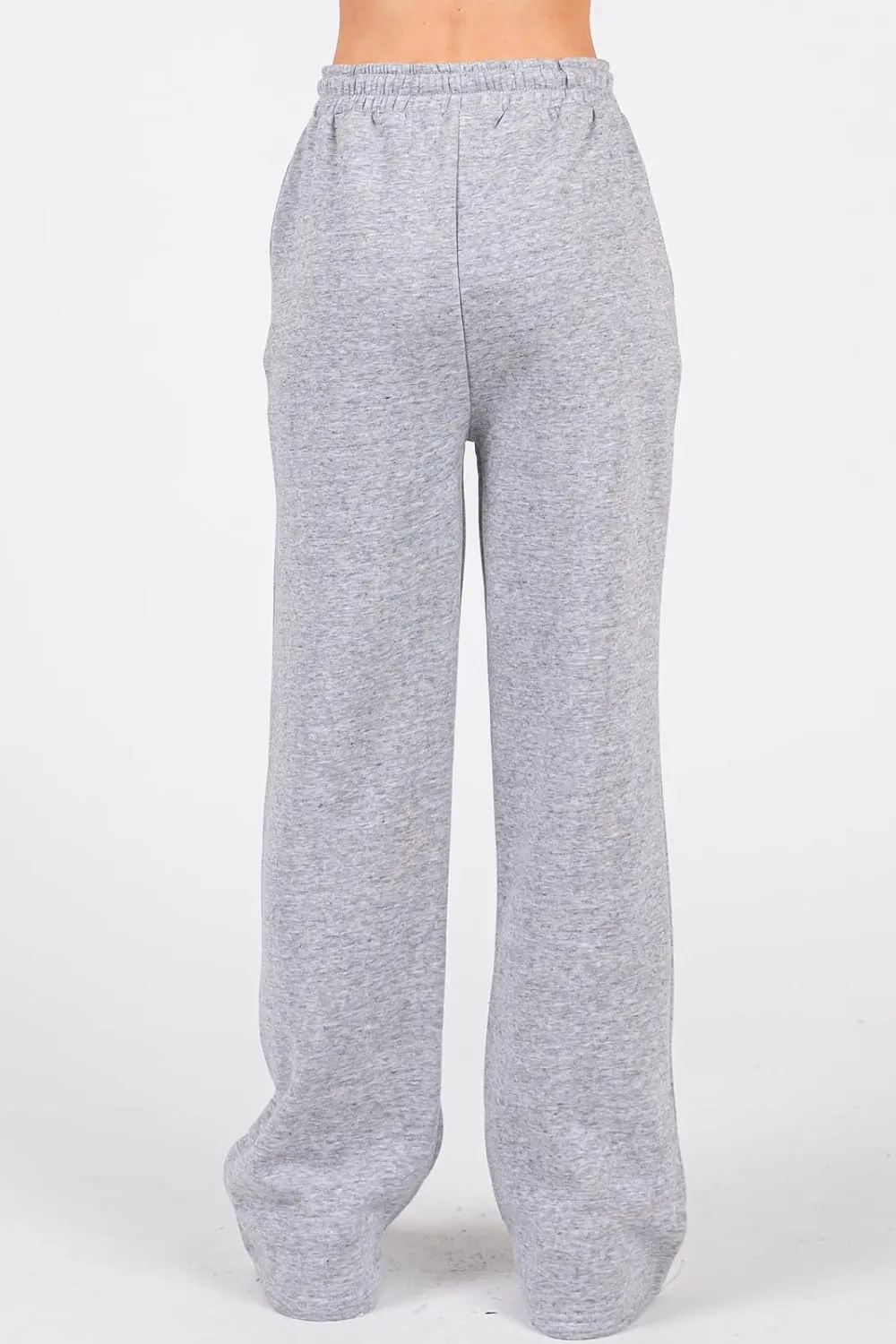 Urban Look High Rise Straight Leg Cotton Fleece Lined Sweatpants