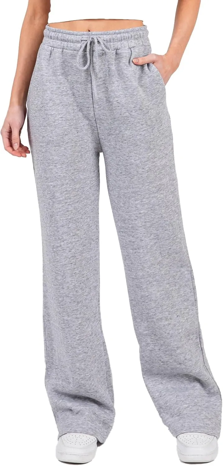 Urban Look High Rise Straight Leg Cotton Fleece Lined Sweatpants