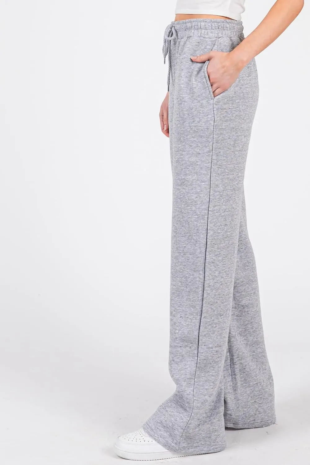 Urban Look High Rise Straight Leg Cotton Fleece Lined Sweatpants