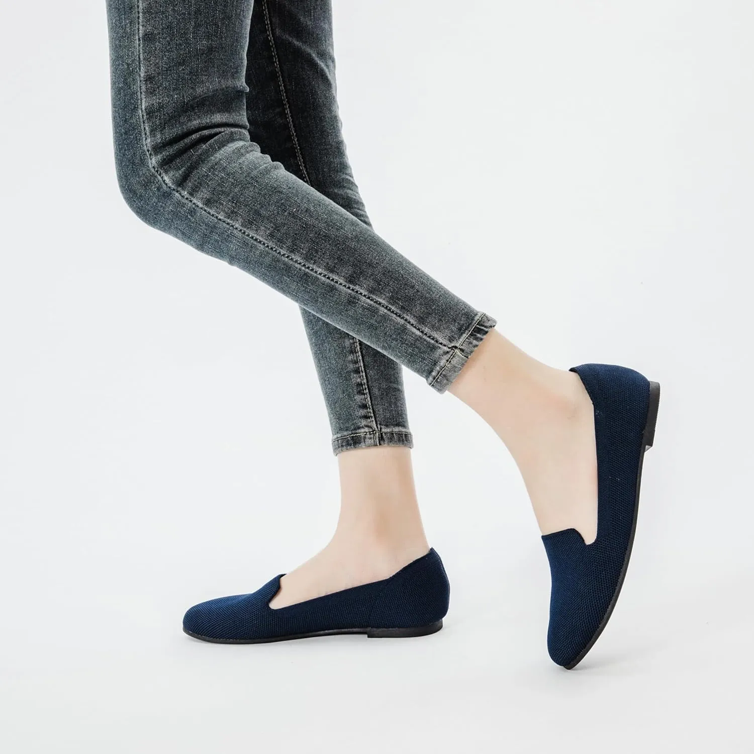 Veittes Women's Wide Width Flats Shoes,Dressy Comfortable Shoes,Soft Ladies Elegant Slip on Round Toe Knitted Ballet Shoes.