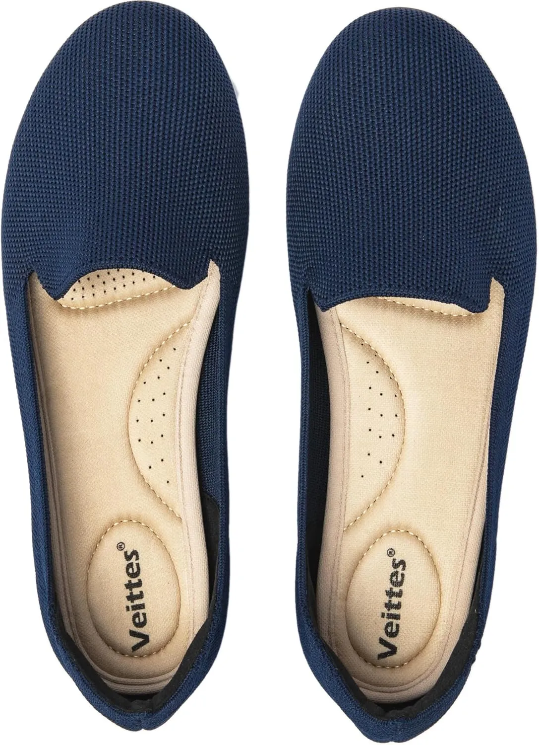 Veittes Women's Wide Width Flats Shoes,Dressy Comfortable Shoes,Soft Ladies Elegant Slip on Round Toe Knitted Ballet Shoes.