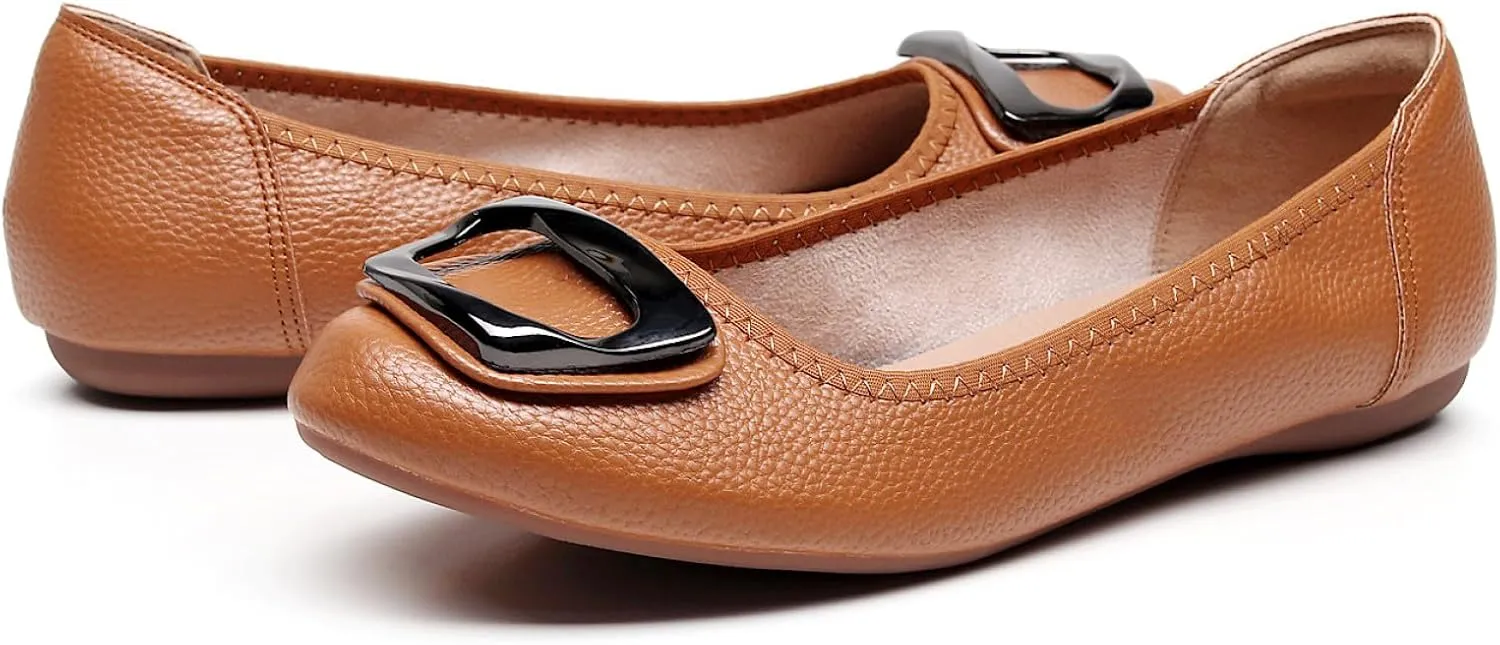 VenusCelia Women's Buckle Dance Flats Shoe