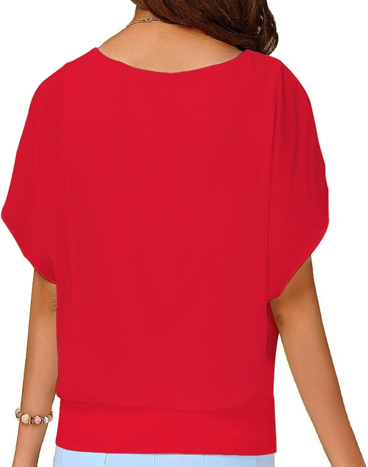 VIISHOW Women's Summer Loose Casual Short Sleeve Chiffon Top T-Shirt Blouse