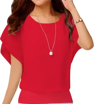 VIISHOW Women's Summer Loose Casual Short Sleeve Chiffon Top T-Shirt Blouse