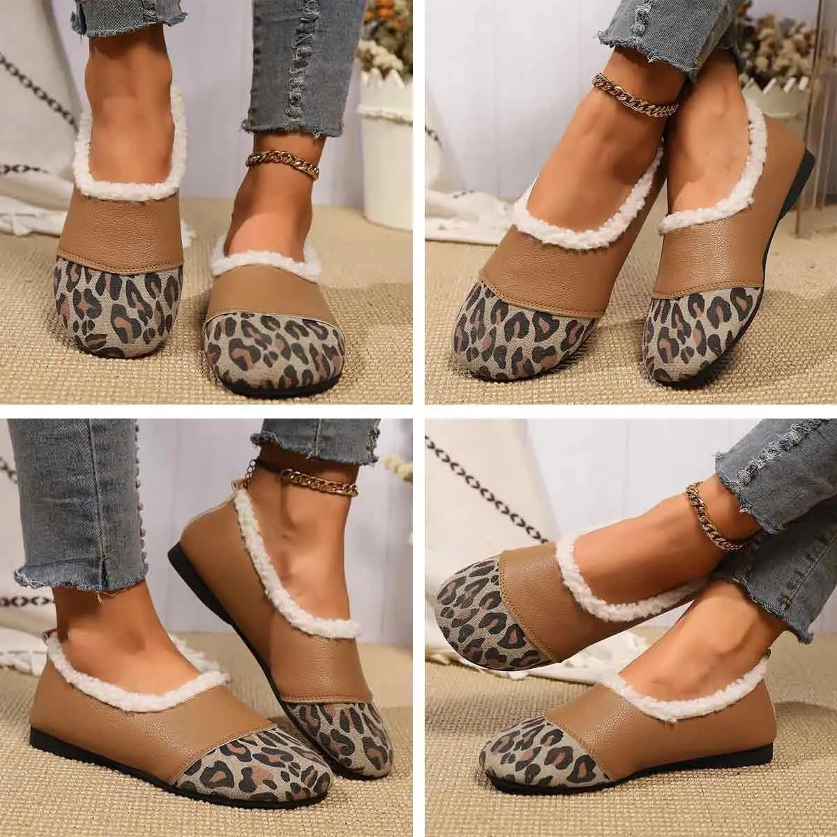 Warm and Luxurious Winter Leather Shoes Women,Soft Comfortable Flat Slip-On Casual Sneaker,Fur Lined Orthopedic Ankle Boots