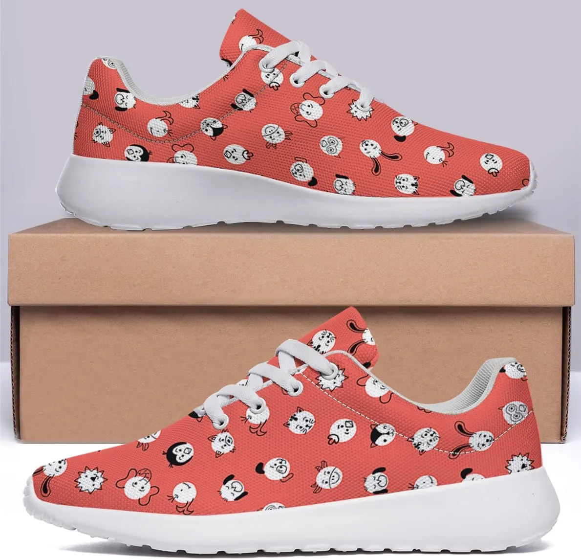 Women Men Cute Kids Doodle Animal Polka Dots Shoes Personalited 3D Print Running Shoes Athletic Tennis Sneakers