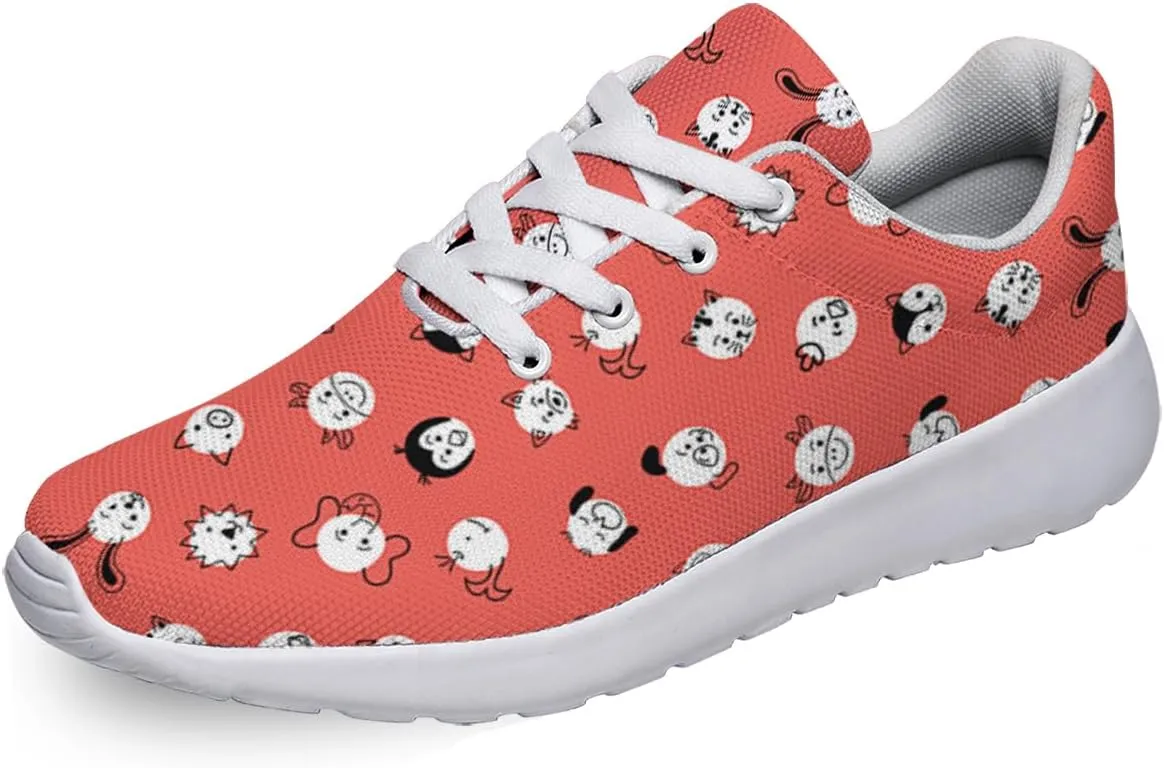 Women Men Cute Kids Doodle Animal Polka Dots Shoes Personalited 3D Print Running Shoes Athletic Tennis Sneakers
