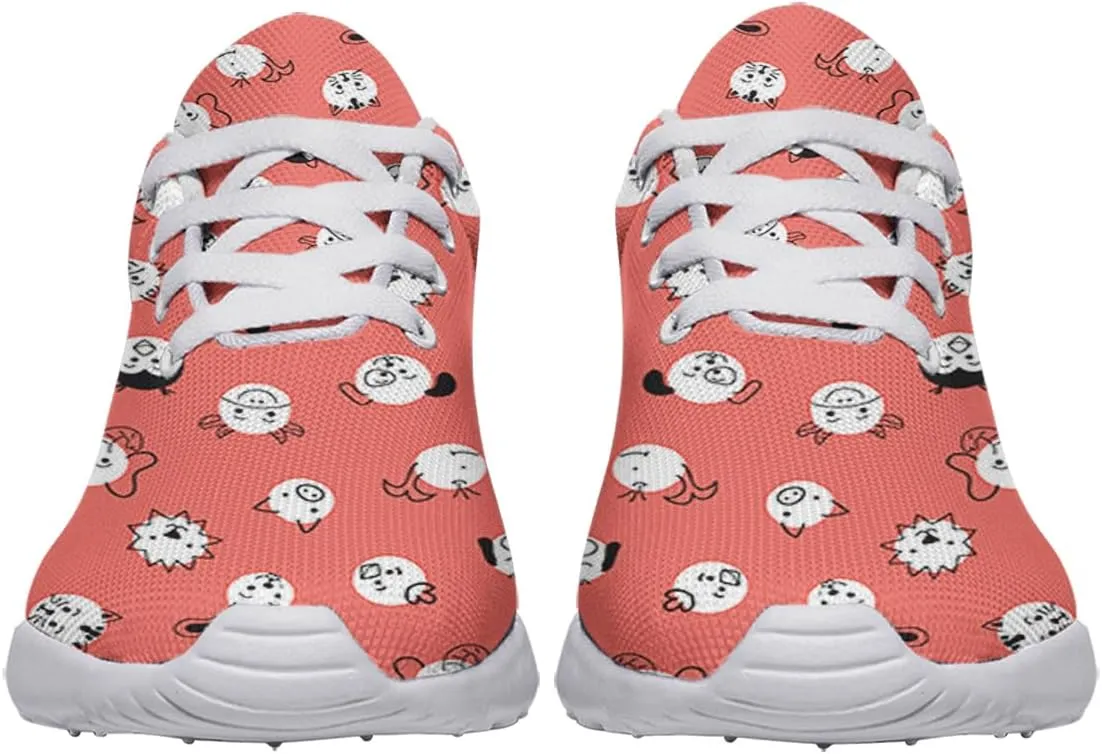 Women Men Cute Kids Doodle Animal Polka Dots Shoes Personalited 3D Print Running Shoes Athletic Tennis Sneakers