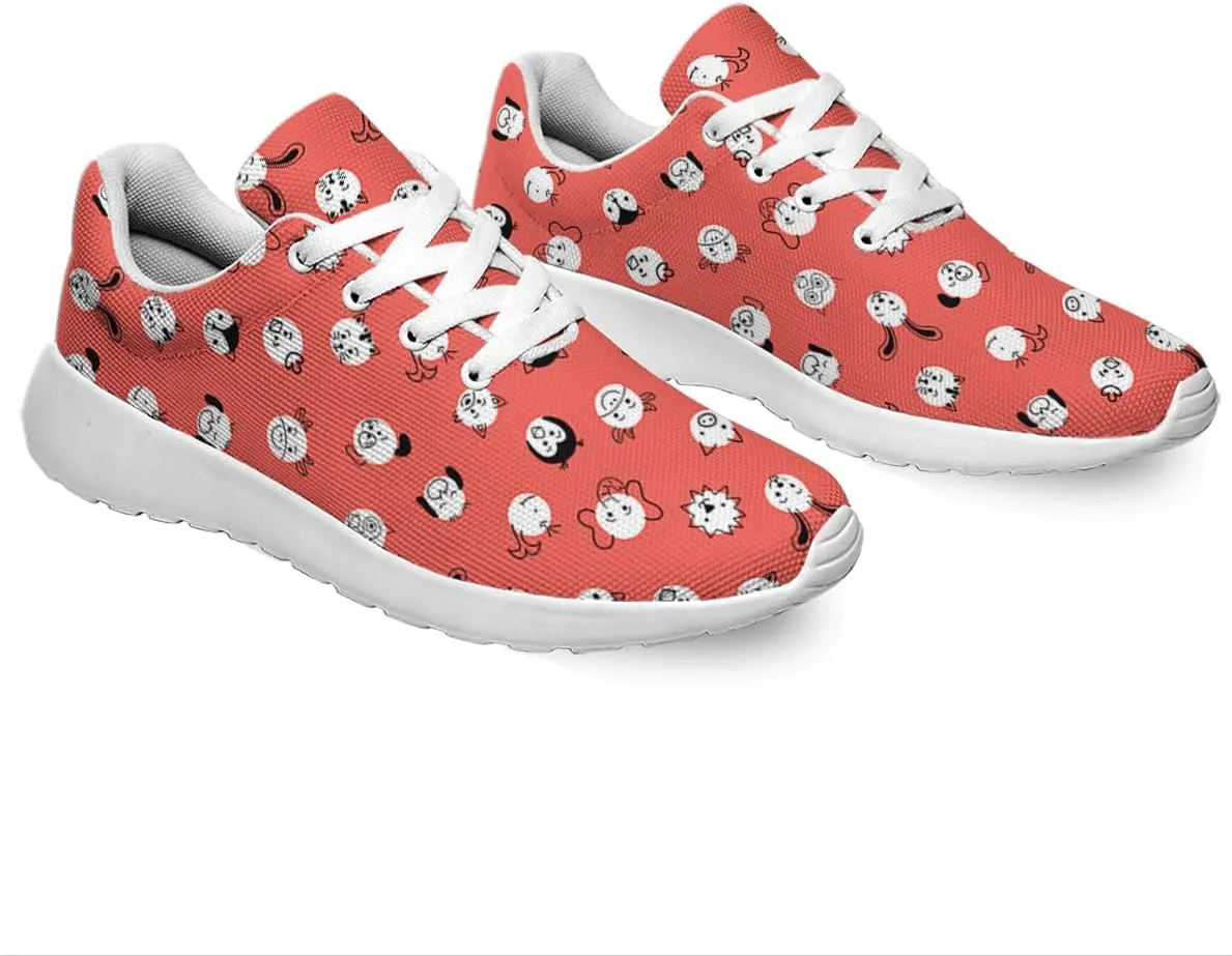 Women Men Cute Kids Doodle Animal Polka Dots Shoes Personalited 3D Print Running Shoes Athletic Tennis Sneakers