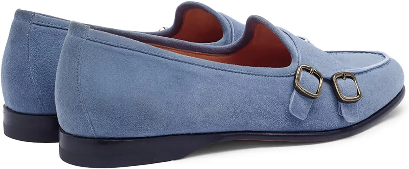 Women Round Toe Slip On Loafer Flats Monk Strap Casual Comfy 1 inch Flat Heel Dress Loafers Patent Buckle Strap Penny Loafers Office Ladies Walking Drive Loafers Retro 4-11 M US