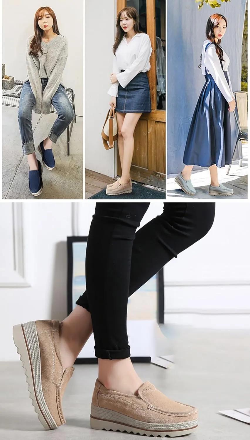 Women's Artificial Leather Casual Comfortable Soft Loafer Retro Ladies Comfort Slip-On Fashion Boat Shoes Classic Flat Block for Running Travel Work Street Wedding Party Night Club