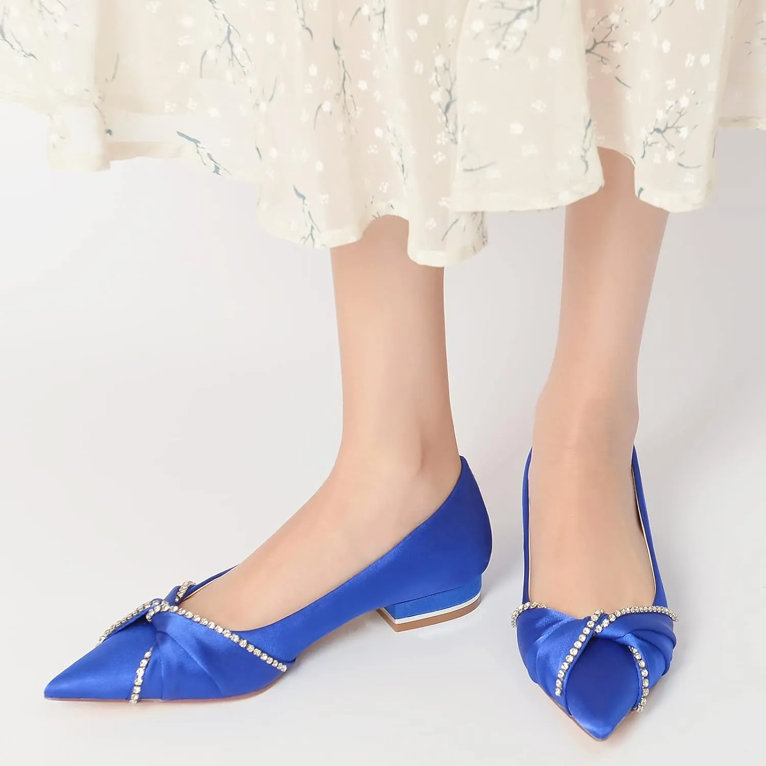 Women's Flats Pointed Double Bow Pointed Toe Casual Comfortable Slip on Flat Ballerina Shoes
