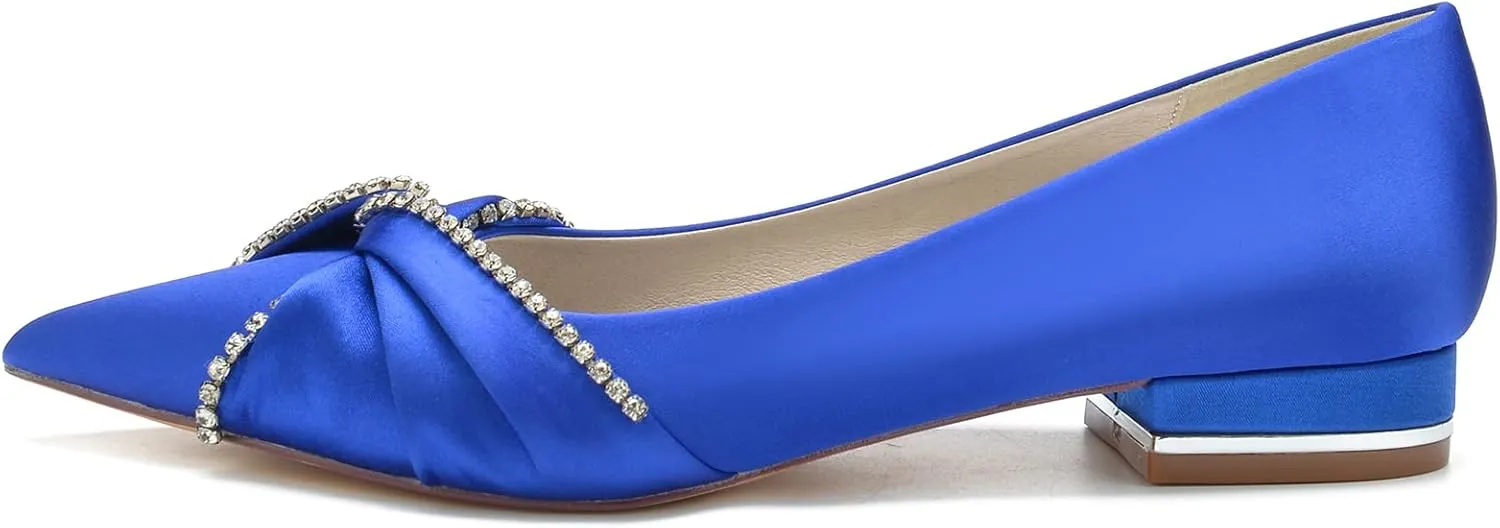 Women's Flats Pointed Double Bow Pointed Toe Casual Comfortable Slip on Flat Ballerina Shoes