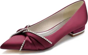 Women's Flats Pointed Double Bow Pointed Toe Casual Comfortable Slip on Flat Ballerina Shoes