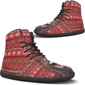 Women's High Top Sneakers Lace Up PU Leather Shoes with Flat Soles and Bandage, Fashionable Walking Shoes