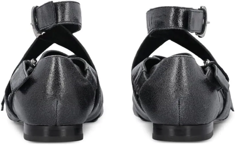 Women's Punk Ballet Flats Pointed Toe Ankle Strap Ballerina Shoes Buckle Crossed Strappy Comfortable Flat Shoes for Party Office Prom