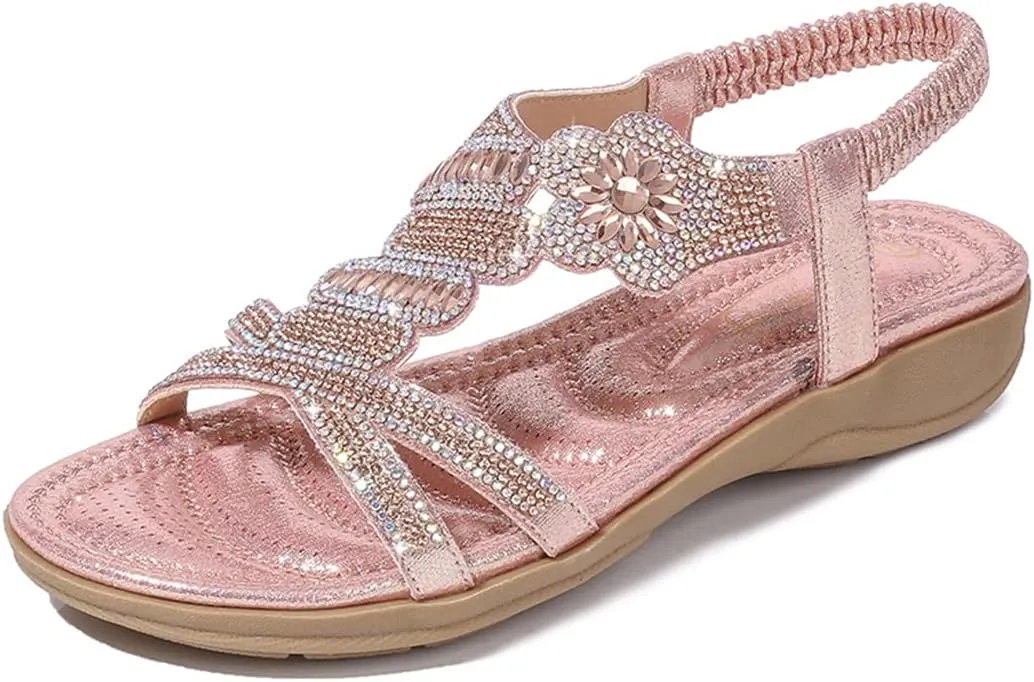 Womens Sandals Summer Dressy Flat Sandals Casual Comfortable Beach Bohemian Sandal Flat Shoes