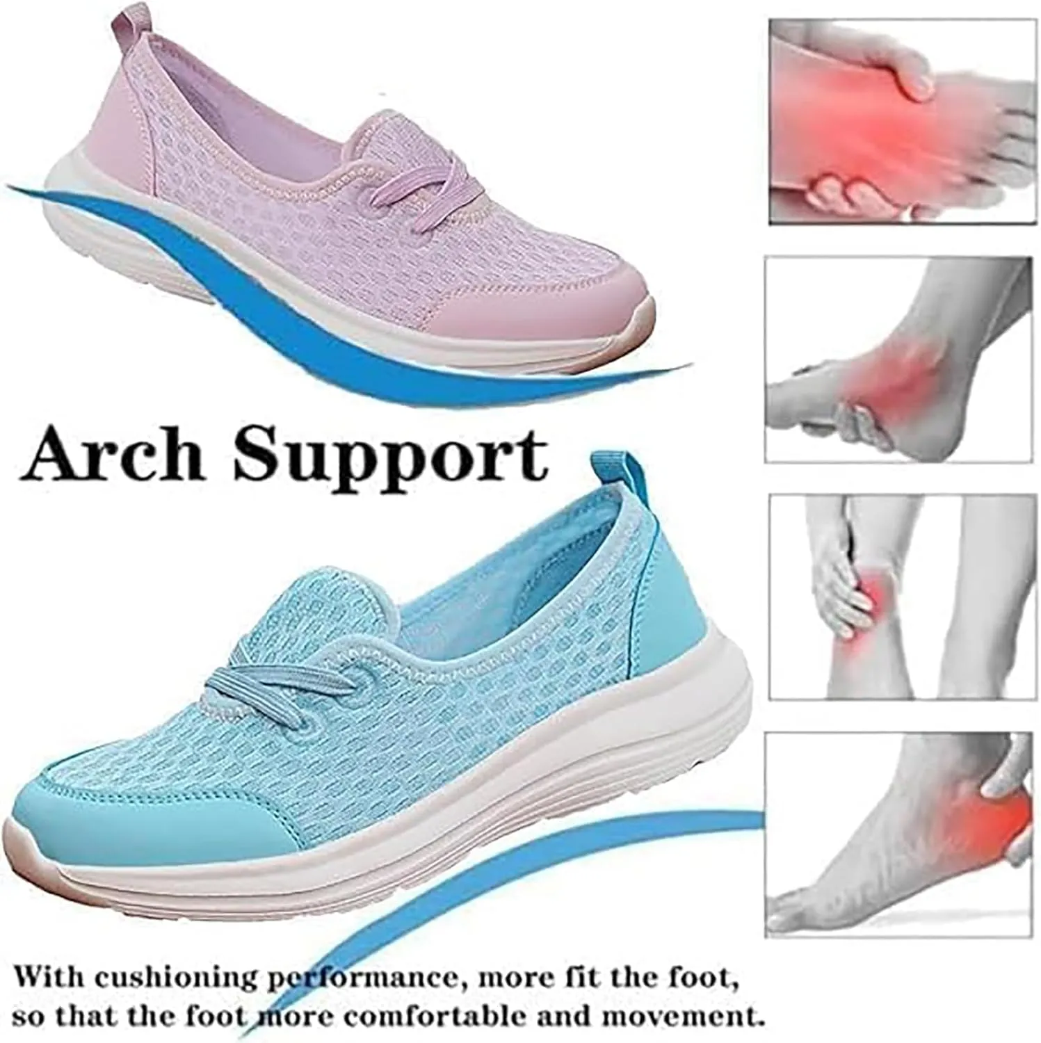 Women's Soft Sole Mesh Comfort Orthopedic Shoes, Casual Slip on Comfort Wear Shoe, Low-Top Breathable Flat Shoe for Women
