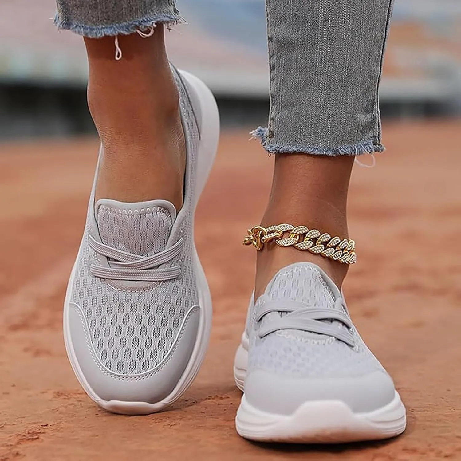 Women's Soft Sole Mesh Comfort Orthopedic Shoes, Casual Slip on Comfort Wear Shoe, Low-Top Breathable Flat Shoe for Women