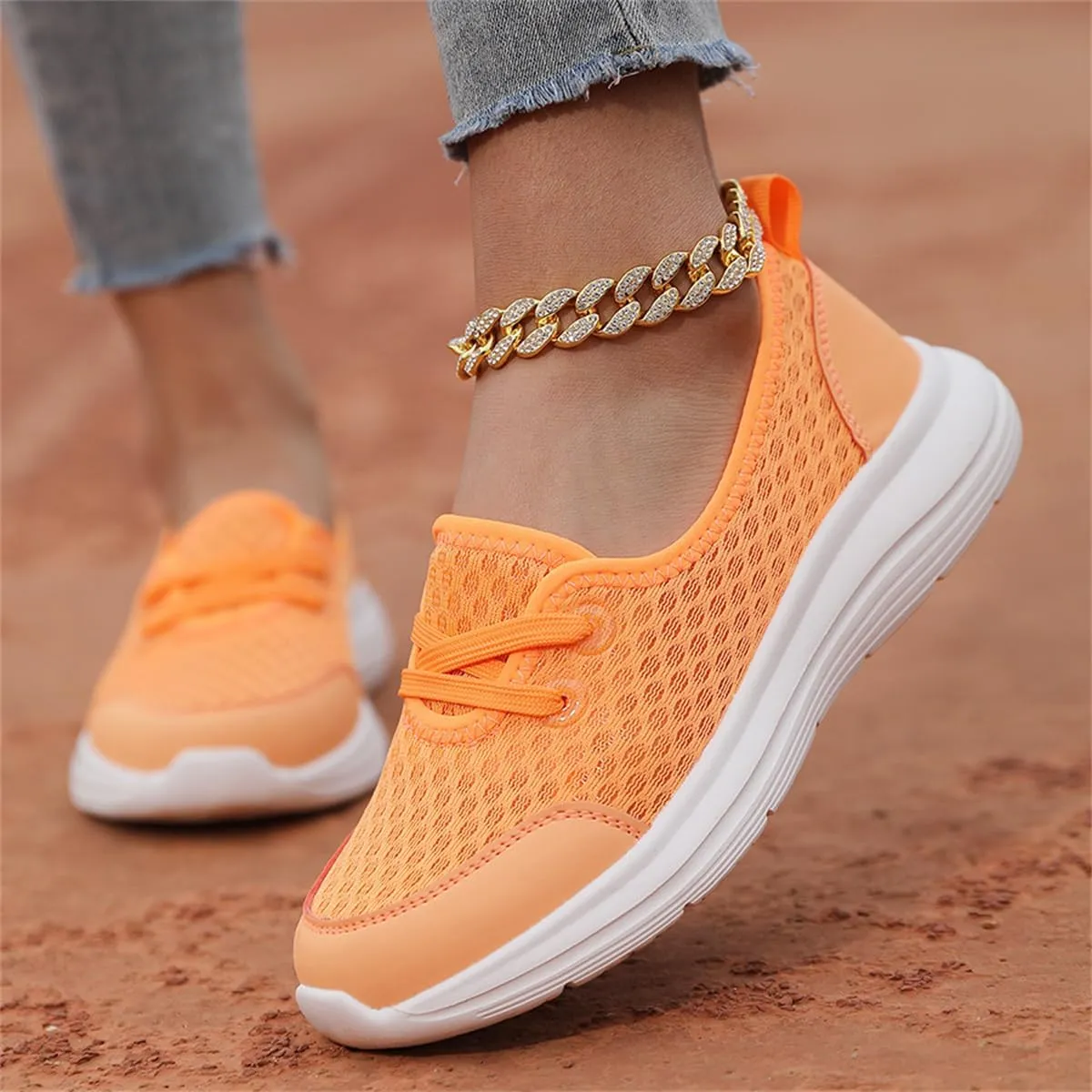 Women's Soft Sole Mesh Comfort Orthopedic Shoes,Lightweight Arch Support Walk Shoes,Slip On Flat Low Top Casual Sneaker