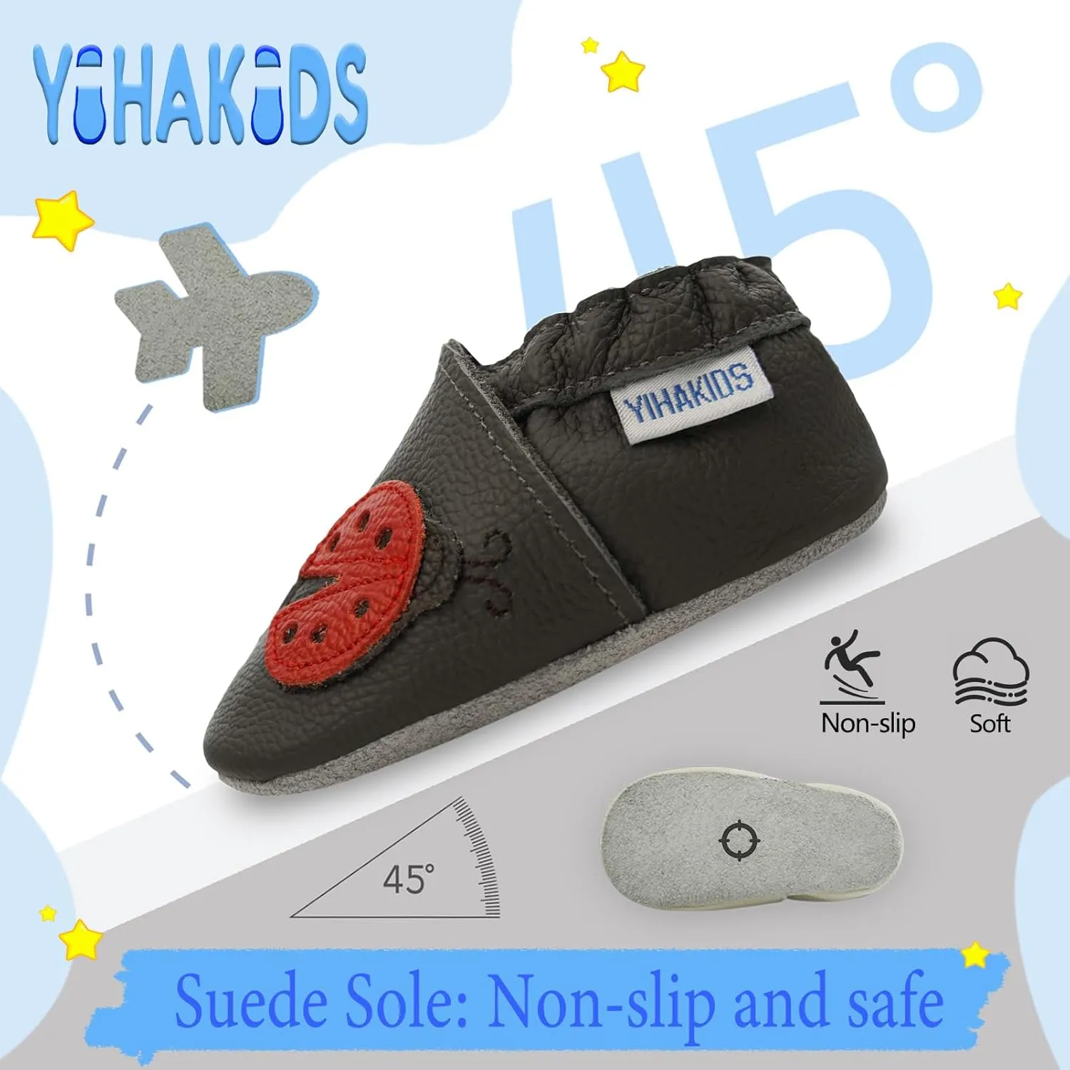 YIHAKIDS Soft Sole Baby Girls Boys Shoes Infant Toddler Leather Moccasins Slippers First Walker Crib Shoes Unisex 0-36 Months