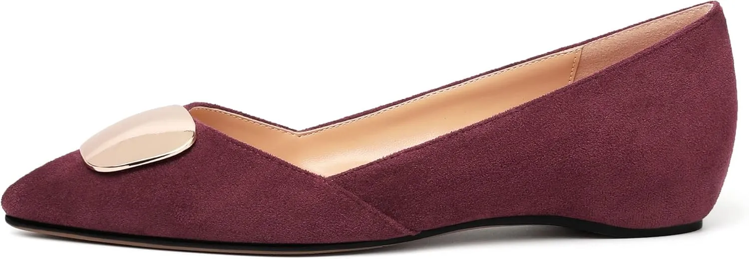 YODEKS Women Flats Low Heel Slip On Closed Pointed Toe Dress Ballet Flat Shoes