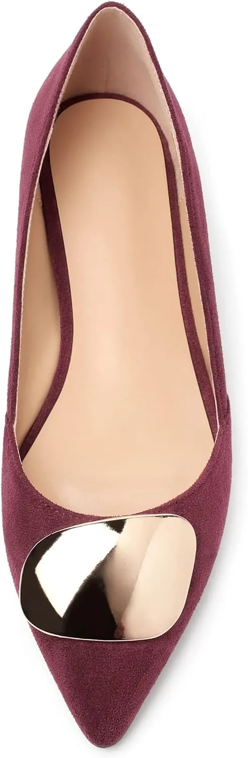 YODEKS Women Flats Low Heel Slip On Closed Pointed Toe Dress Ballet Flat Shoes