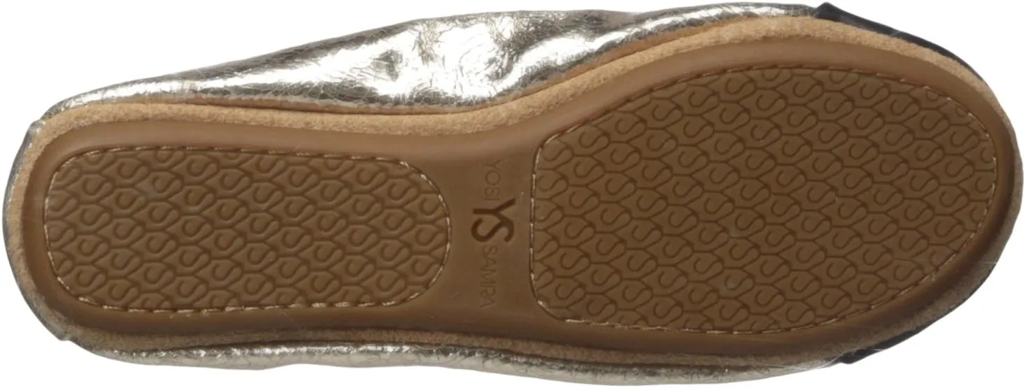 Yosi Samra Kid's Quilted Studded Cap Toe Flat, Bronze/Black
