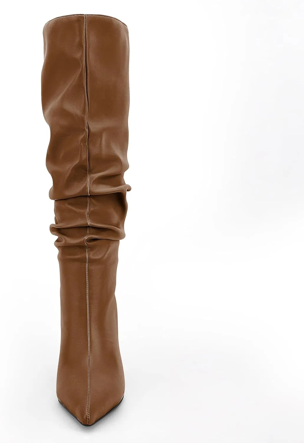 Zamikoo Slouchy High Heel Boots for Women, Knee High Stiletto Heel Boots, Pointed Toe Slouch Stretch Tall Boots Pull On 3.5 Inches