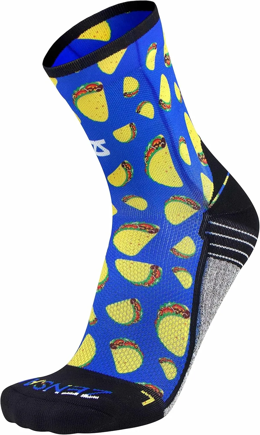 Zensah Limited Edition Running Socks - Fun and Crazy Mini Crew Compression Socks, Moisture Wicking and Anti Blister